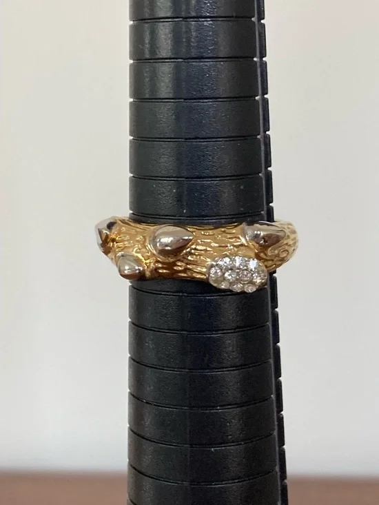 Gold and silver tone branch thorns rhinestone statement costume cocktail ring - Picture 10 of 13